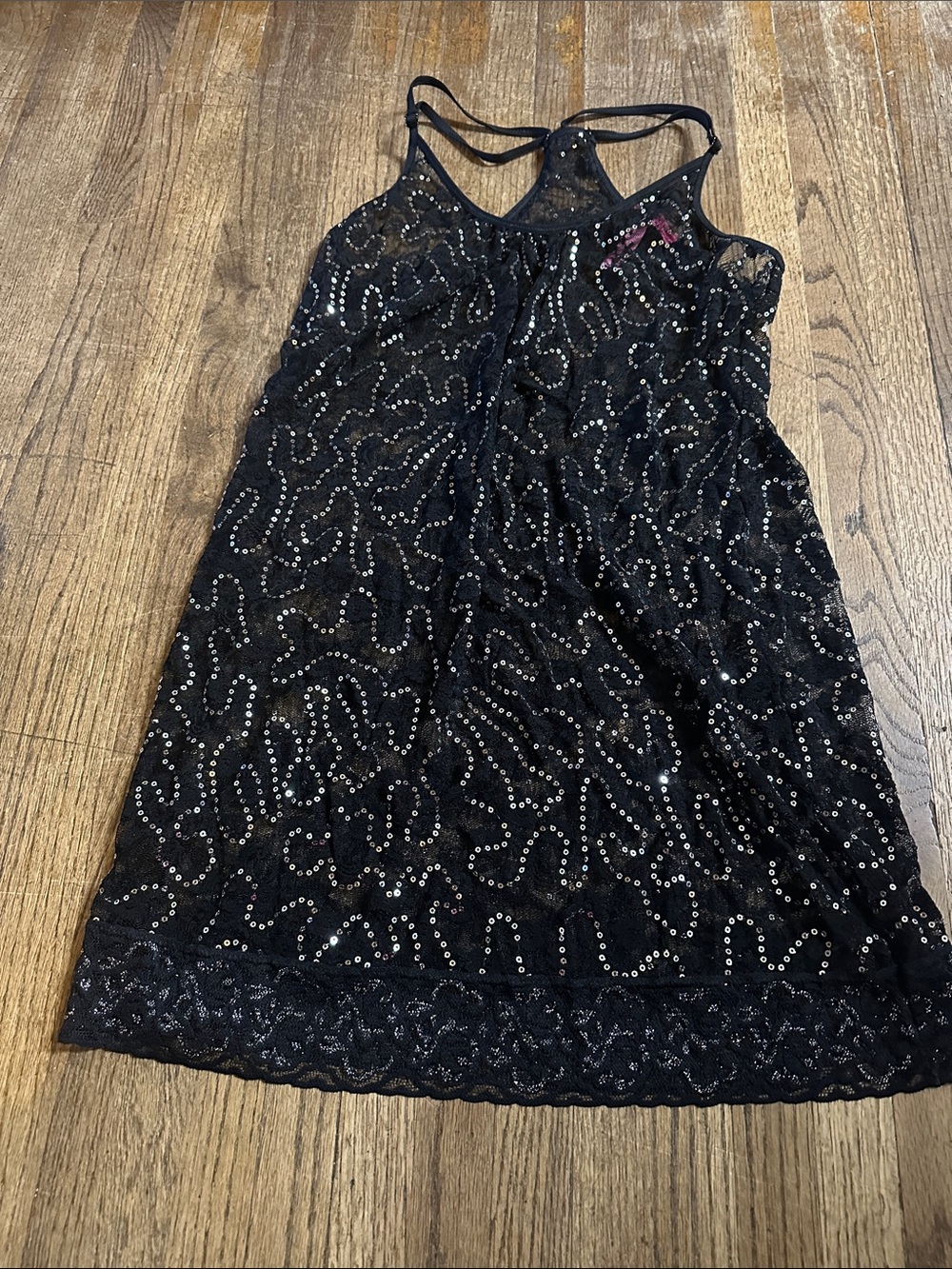 Black Sequin Lace Slip Dress/Lingerie- Betsy Johnson